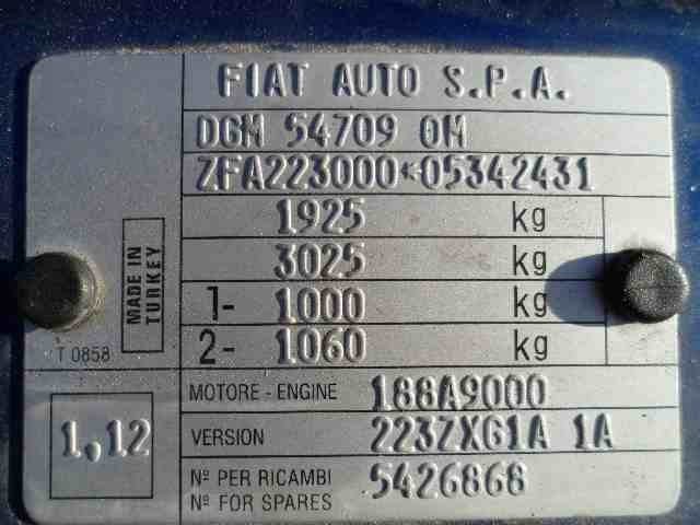 Fiat Doblo 2001-2005 (Type I, Fase 1) , Motorkode: 188A9000, Girkassekode: 