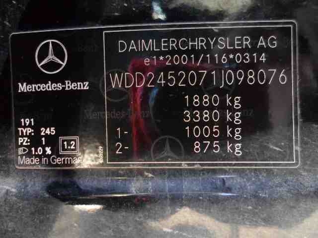 Mercedes B-Klasse 2005-2008 (Fase 1) (W245) (W245), Motorkode: 640940, Girkassekode: 