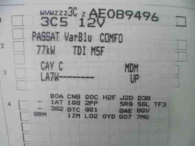 VW Passat 2005-2010 (B6) (B6), Motorkode: CAYC, Girkassekode: MDM
