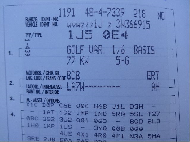 VW Golf IV 1998-2003 , Motorkode: AZD;BCB, Girkassekode: ERT