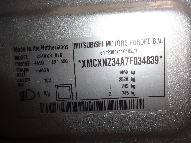 Mitsubishi Colt 2004-2008 (Type VII, Fase 1) , Motorkode: 4A90, Girkassekode:
