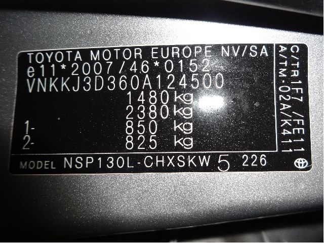 Toyota Yaris 2012-2014 (Type III, Fase 1) , Motorkode: 1NR-FE, Girkassekode: