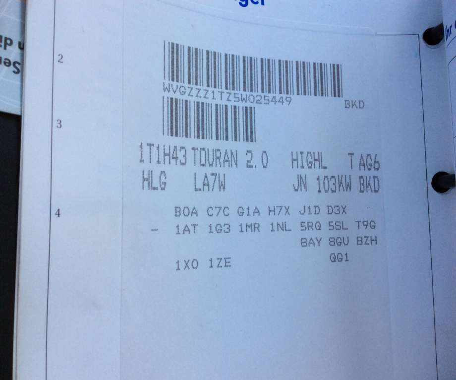 VW Touran 2003-2006 (Type I, Fase 1) , Motorkode: BKD, Girkassekode: 