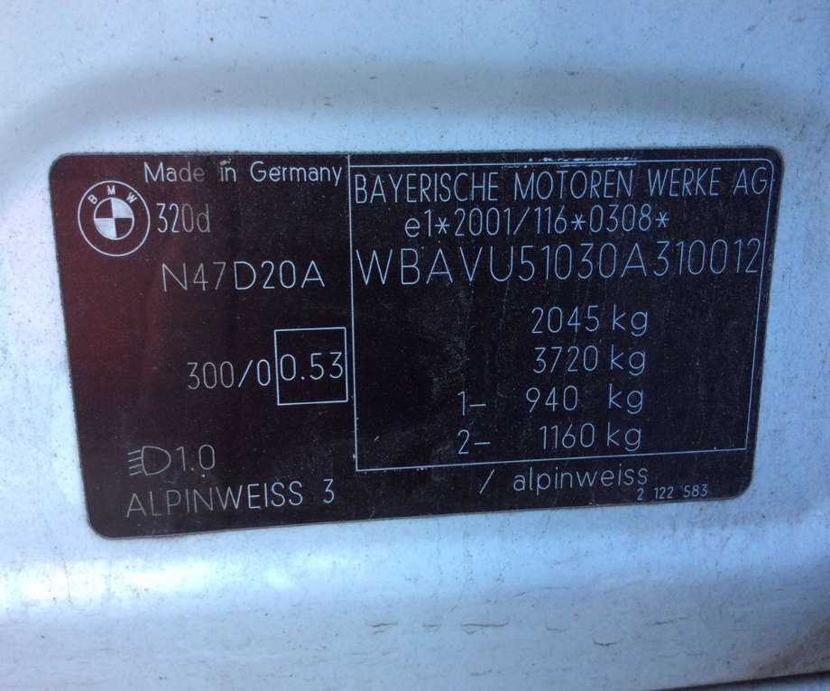 BMW 3-Serie 2005-2011 (E90/E91/E92/E93) (E90/E91/E92/E93), Motorkode: N47-D20A, Girkassekode: 