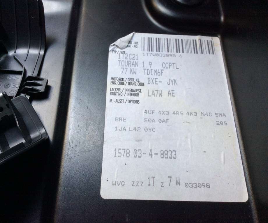 VW Touran 2007-2010 (Type I, Fase 2) , Motorkode: BLS;BXE, Girkassekode: 