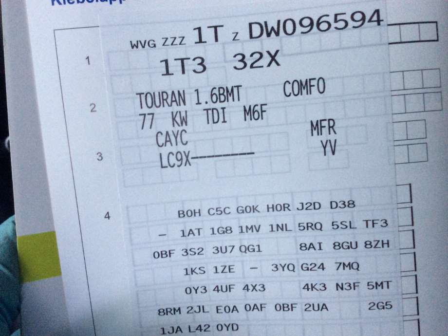VW Touran 2010-2015 (Type I, Fase 3) , Motorkode: CAYC, Girkassekode: 