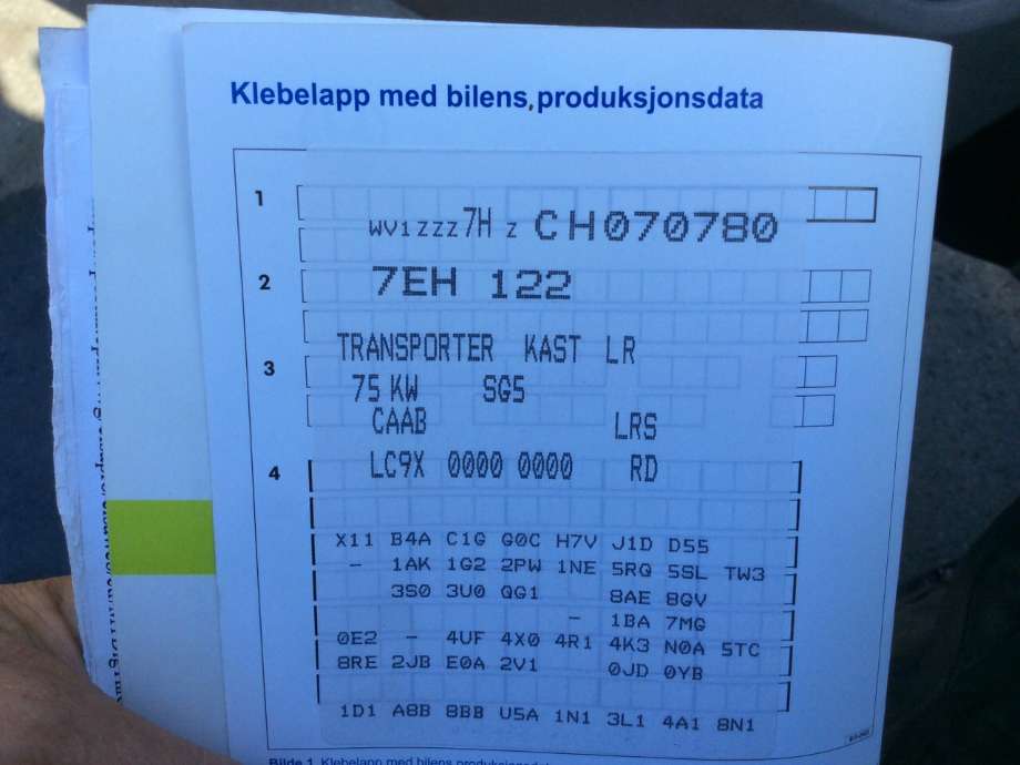 VW Transporter / Caravelle 2009-2015 (Fase 2) (T5) (T5), Motorkode: CAAB, Girkassekode: 