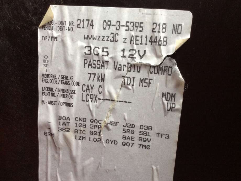 VW Passat 2005-2010 (B6) (B6), Motorkode: CAYC, Girkassekode: 