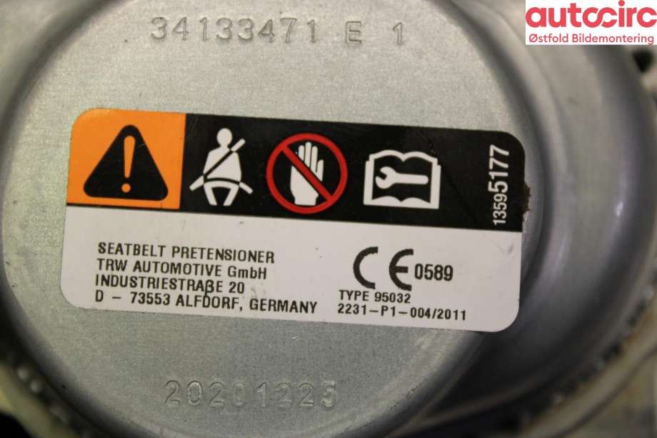 Airbag beltestrammer til BMW X5 2018-->> (G05) (G05) (BMW|72 11 7 497 591|)