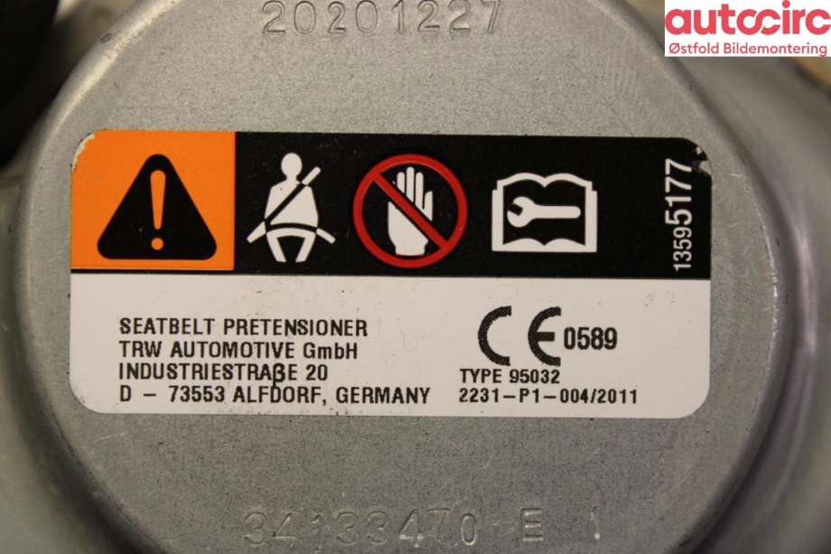Airbag beltestrammer til BMW X5 2018-->> (G05) (G05) (BMW|72 11 7 497 592|)