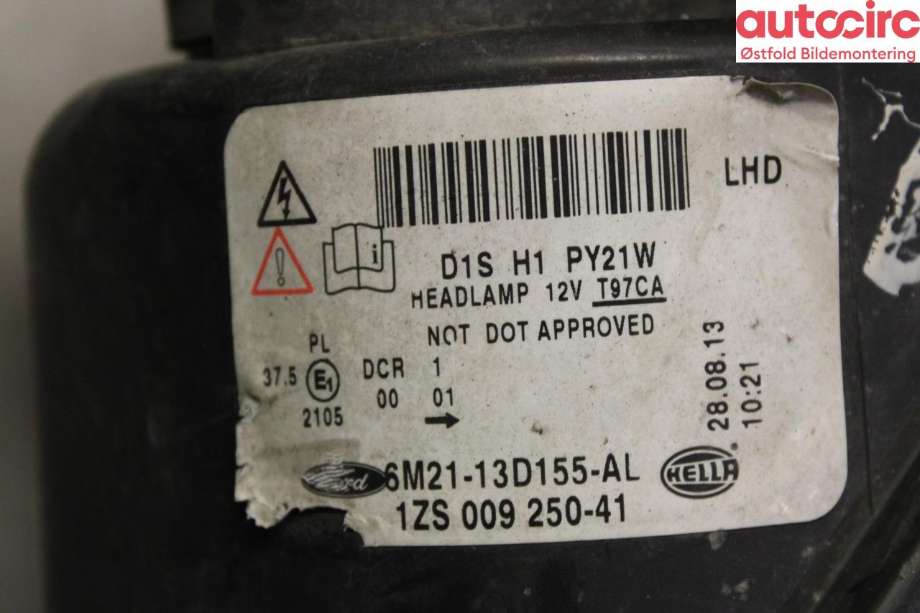 Frontlykt venstre halogen til Ford Galaxy 2010-2015 (Type III, Fase 2)  (FORD|1801378|)