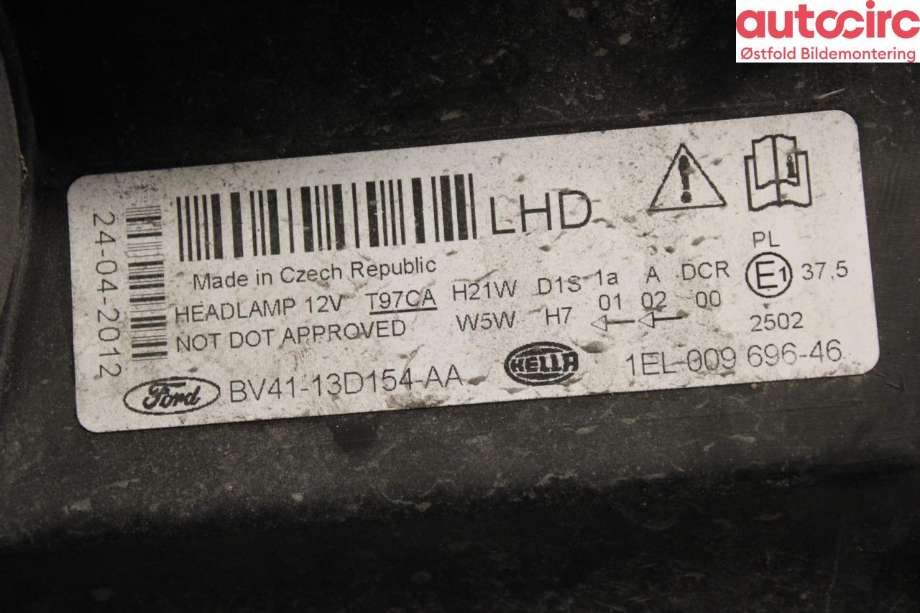 Frontlykt høyre halogen til Ford Kuga 2008-2012 (Type I)  (FORD|1590741|)