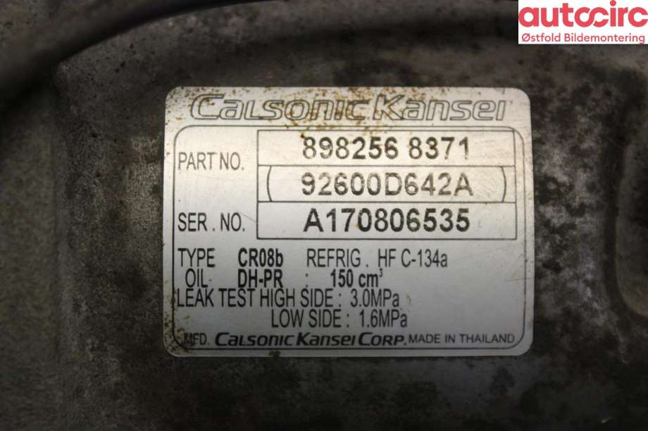 Aircondition kompressor til Isuzu D-Max 2017-2020 (Type II, Fase 2)  (ISUZU|)
