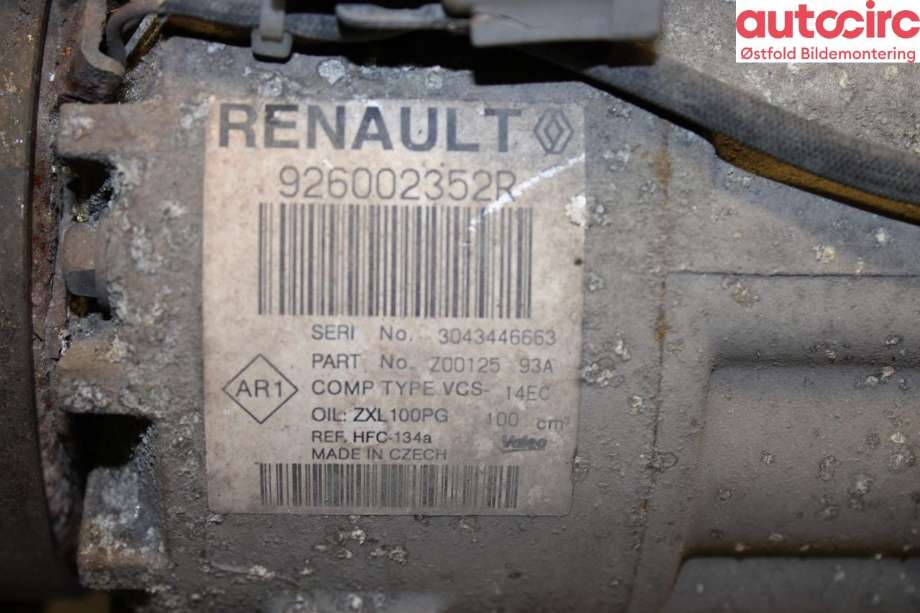 Aircondition kompressor til Renault Clio 2012-2016 (Type IV, Fase 1)  (RENAULT||926002352R)