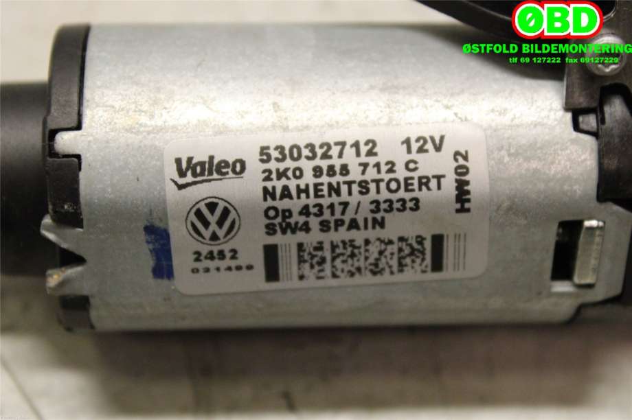 Viskermotor bakrute til VW Caddy 2010-2015 (Type III, Fase 2)  (VOLKSWAGEN|2K0 955 712 C|2K0 955 712 F|2K0955712C)