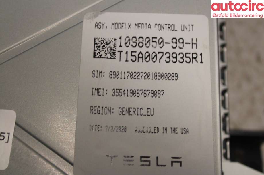 Instrument kjørecomputer til Tesla Model S 2013-2016 (Fase 1)  (TESLA|1015898-00-A|)