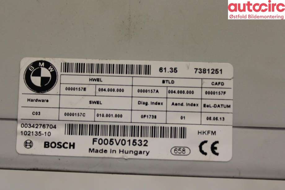 Styreenhet diverse til BMW 3-Serie 2012-2018 (F30/F31/F34) (F30/F31/F34) (BMW|61 35 7 410 612|)