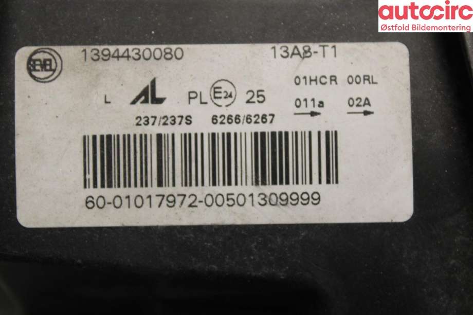 Frontlykt venstre halogen til Citroën Jumper 2014-->> (Type III, Fase 2) (CITROEN|16 319 980 80|)
