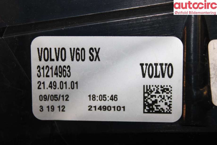 Baklykt venstre til Volvo V60 2010-2013 (Type I, Fase 1) (VOLVO|31395928||31214963)