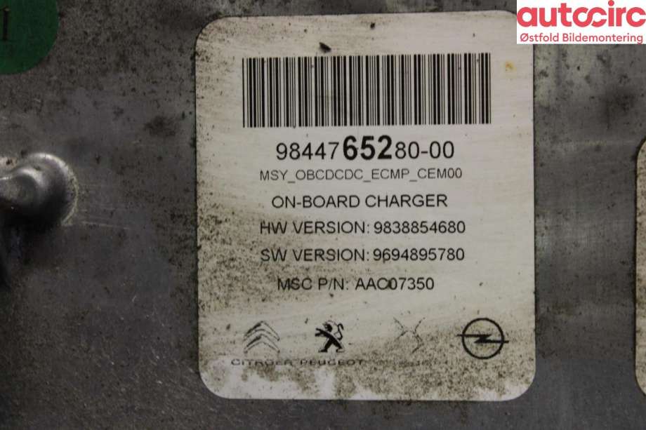 Batterilader (OBC - On Board Charger) til Peugeot 208 2019-->> (Type II) (PEUGEOT|16 758 121 80||9844765280)