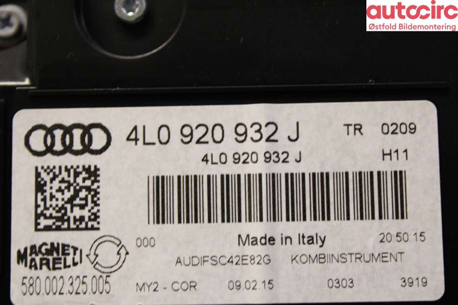 Instrumentpanel til Audi Q7 2010-2015 (Type I, Fase 2)  (AUDI|4L0 920 932 J|)