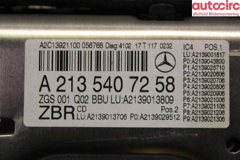 Instrumentpanel til Mercedes E-Klasse 2016-2023 (W213) (W213) (MERCEDES|A 213 540 37 42|)