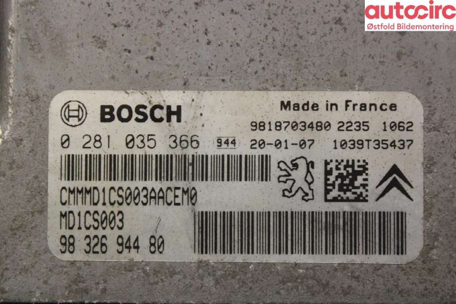 Styreenhet motor til Peugeot Partner 2019-->> (Type III)  (PEUGEOT|16 384 283 80|)