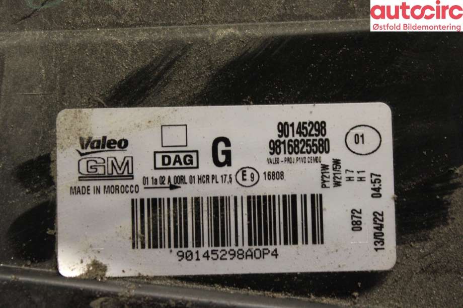 Frontlykt venstre halogen til Opel Combo E 2019-->>  (OPEL|)