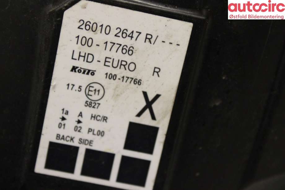 Frontlykt høyre halogen til Renault Kangoo 2008-2021 (Type II)  (RENAULT|)