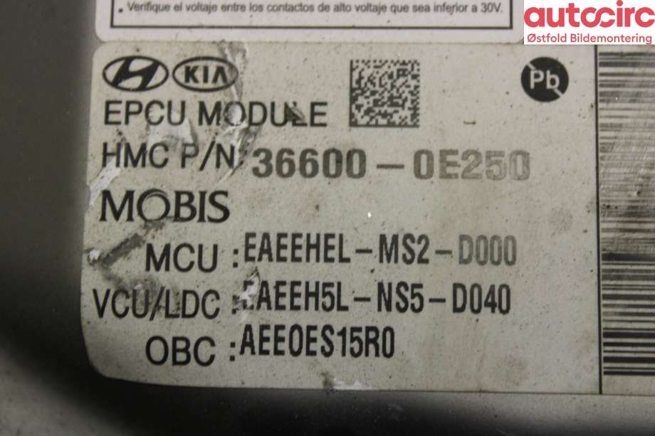 Diverse deler til Hyundai Ioniq Electric 2016-2019 (Fase 1) (HYUNDAI|366010E250|)