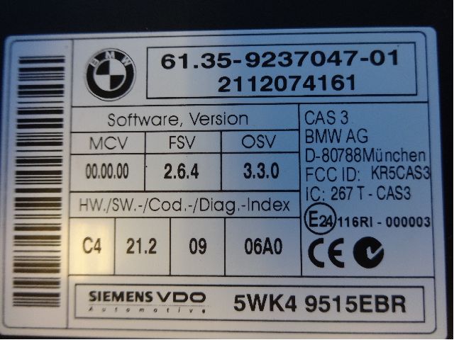 Styreenhet tenning til BMW 3-Serie 2005-2011 (E90/E91/E92/E93) (E90/E91/E92/E93) (BMW|61 35 9 395 657||61359237047)