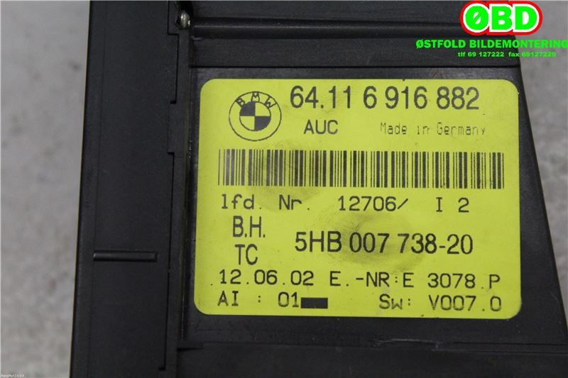 Varmeapparat betjening til BMW 3-Serie 1998-2005 (E46) (E46) (BMW M3||5HB00773820|64116916882)