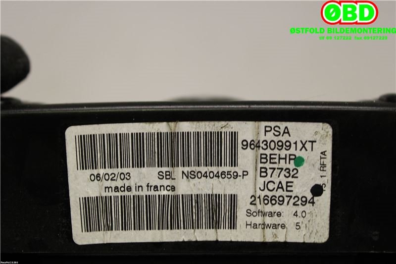 Varmeapparat betjening til Peugeot 307 2001-2004 (Fase 1) (PEUGEOT|6451ZA||96430991XT)