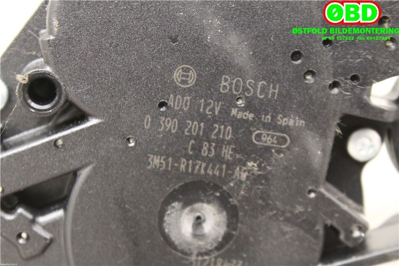 Viskermotor bakrute til Ford Focus 2008-2010 (Type II, Fase 2) (FORD|1689913|0390201210|3M51R17K441AG)