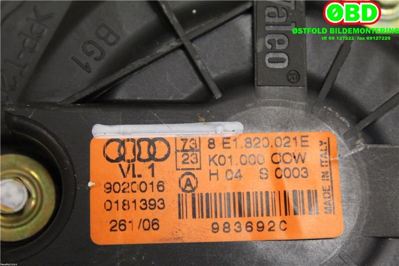 Varmeapparat motor til Audi A4 2004-2008 (Type III) (B7) (B7) (AUDI|8E1820021E|)