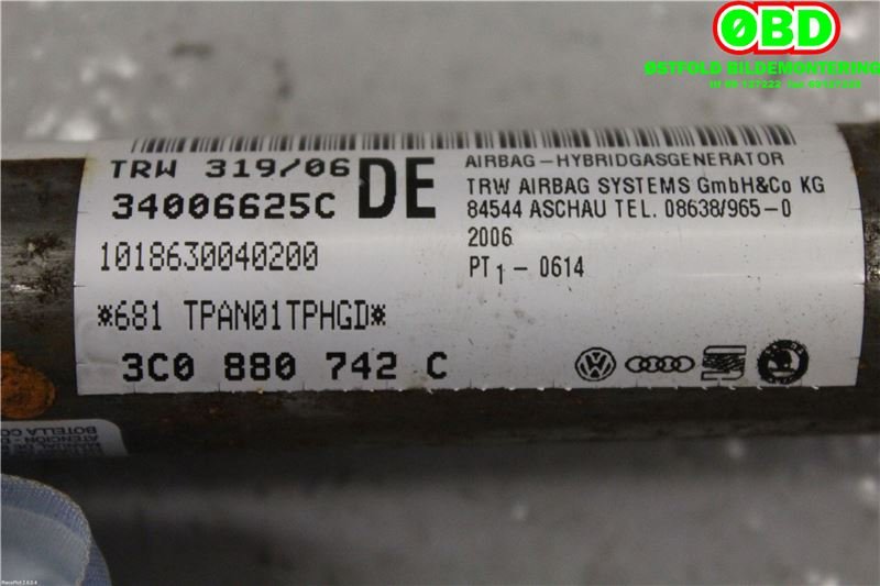 Airbag gardin høyre til VW Passat 2005-2010 (B6) (B6) (VOLKSWAGEN|3C0 880 742 E||3C0880742C)