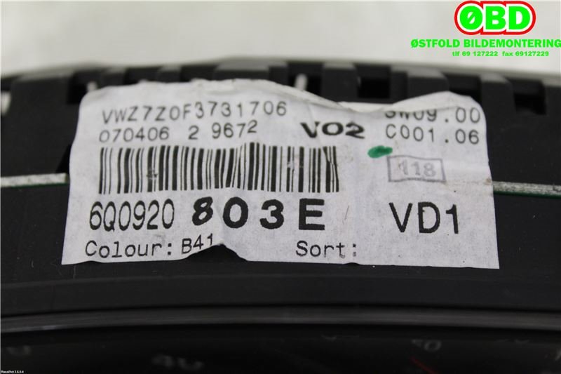 Instrumentpanel til VW Polo 2005-2009 (Type IV, Fase 2)  (VOLKSWAGEN|6Q0 920 803 EX||6Q0920803E)