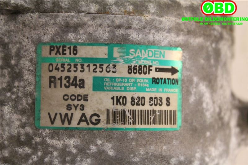 Aircondition kompressor til VW Passat 2005-2010 (B6) (B6) (VOLKSWAGEN|1K0 820 859 F|1K0 820 808 FX|1K0820803S)