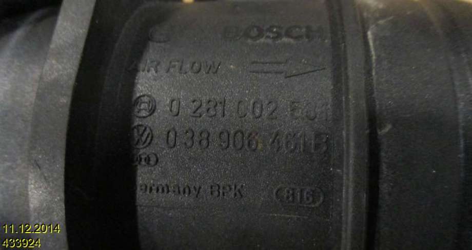 Luftmengde/luftmassemåler til VW Touran 2007-2010 (Type I, Fase 2)  (VOLKSWAGEN|038 906 461 B|0281002531|038906461B)