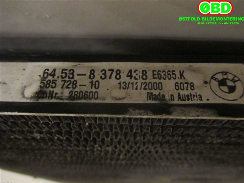 Aircondition radiator til BMW 5-Serie 1996-2003 (E39) (E39) (BMW|64 53 8 378 438|)