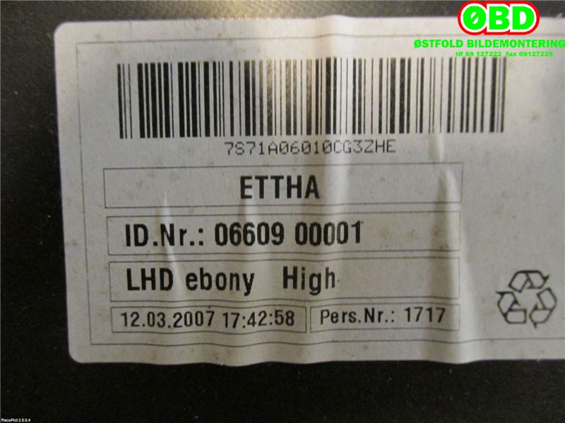 Hanskerom til Ford Mondeo 2007-2010 (Type IV, Fase 1)  (FORD|1699197||7S71A06010CG3ZHE)