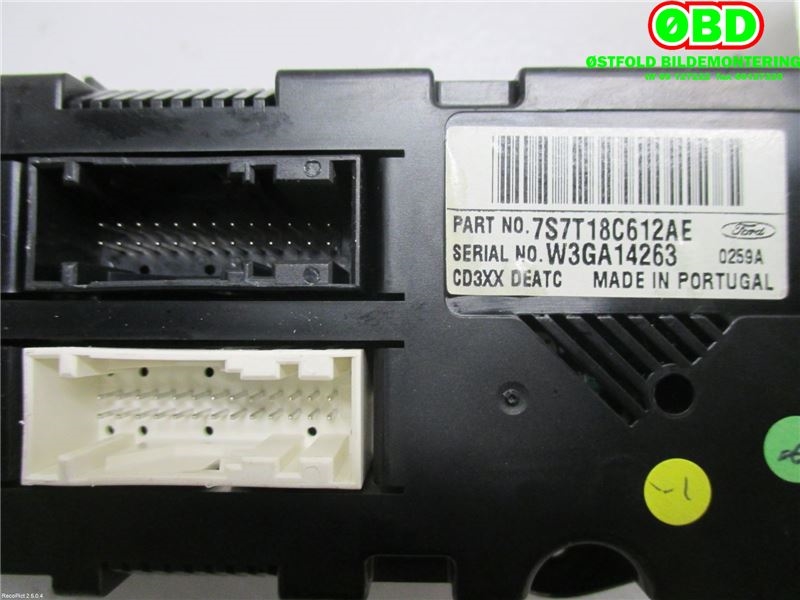 Varmeapparat betjening til Ford Mondeo 2007-2010 (Type IV, Fase 1)  (FORD|1676129||7S7T18C612AE)