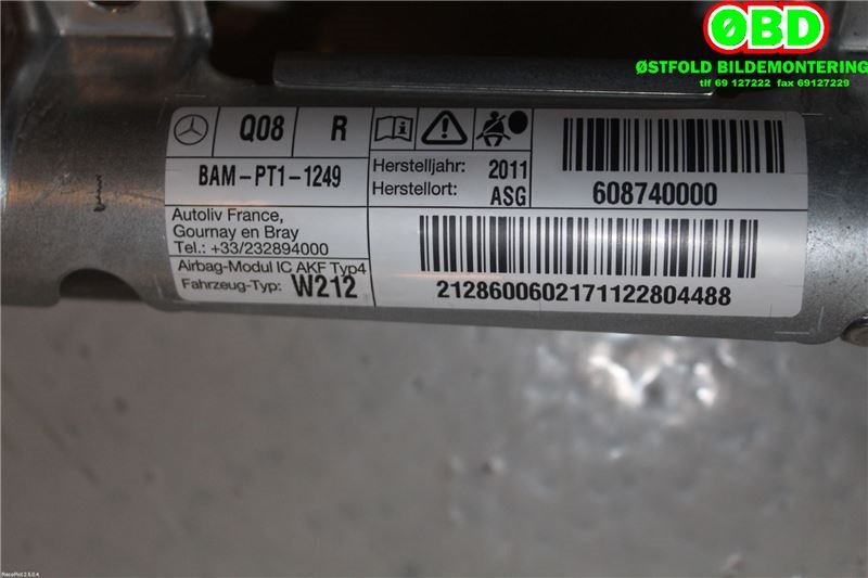 Airbag gardin høyre til Mercedes E-Klasse 2009-2013 (Fase 1) (W212) (W212) (MERCEDES|A 212 860 06 02||2128600602)