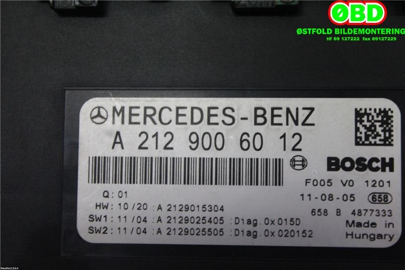 Sikringsboks til Mercedes E-Klasse 2009-2013 (Fase 1) (W212) (W212) (MERCEDES|A 231 900 15 07||2129006012)