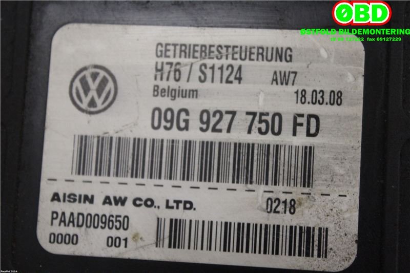 Styreenhet girkasse til VW Tiguan 2007-2011 (Type I, Fase 1)  (VOLKSWAGEN|09G 927 750 FD||09G927750FD)