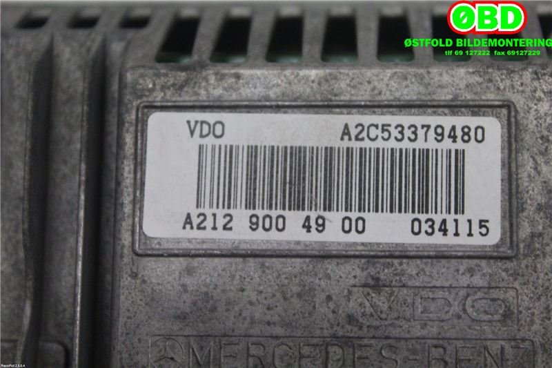 Instrument kjørecomputer til Mercedes E-Klasse 2009-2013 (Fase 1) (W212) (W212) (MERCEDES|A 212 900 49 00|A 212 900 91 22|2129004900)