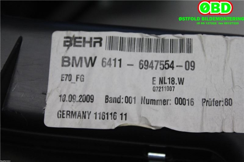 Varmeapparat motor bak til BMW X5 2007-2013 (E70) (E70) (BMW|64116977947||64116947554)