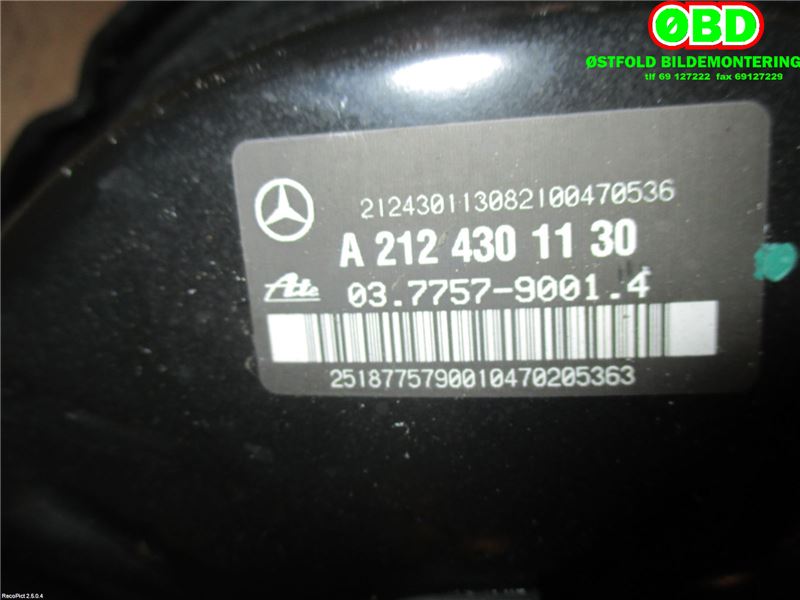 Bremsekraft-forsterker til Mercedes E-Klasse 2009-2013 (Fase 1) (W212) (W212) (MERCEDES|A 212 430 20 30||2124301130)