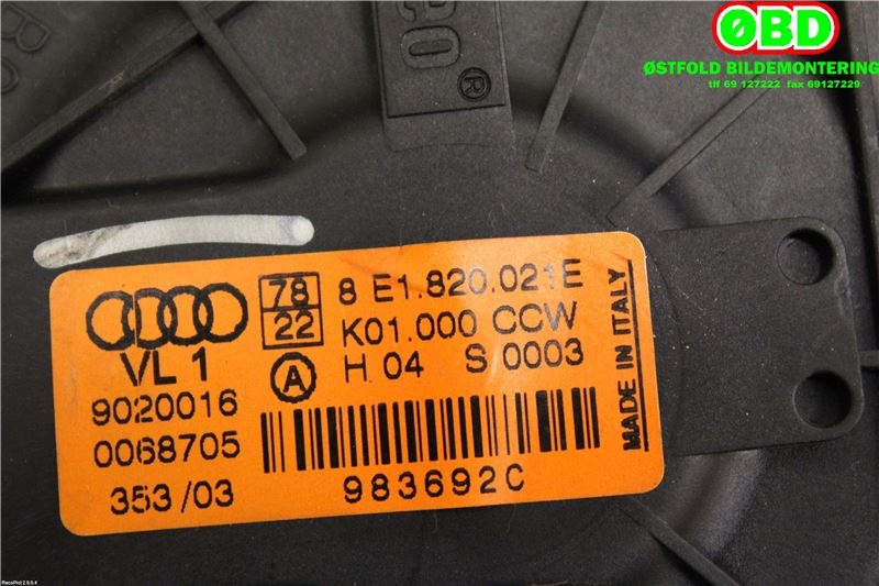Varmeapparat motor til Audi A4 2001-2004 (Type II) (B6) (B6) (AUDI|8E1820021E|)