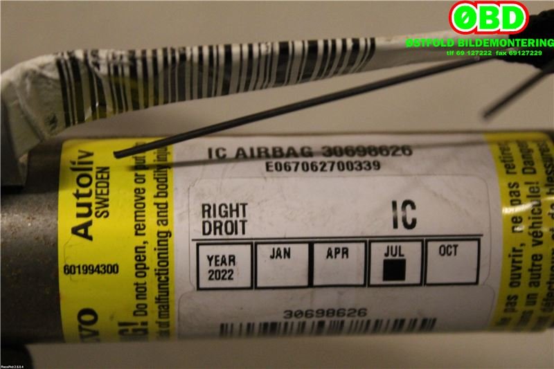 Airbag gardin høyre til Volvo V50 2004-2007 (Fase 1)  (VOLVO|30642750||30698626)